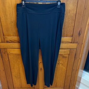 Odonos Wide Leg Black Women's Athletic/Lounge Pants, XXL (plus size)